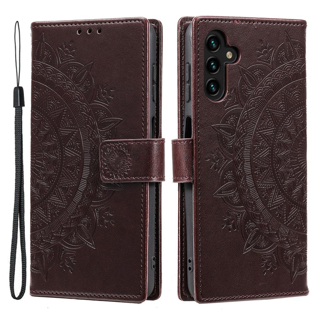 For Samsung Galaxy A37 5G Stand Case Imprinted Totem PU Leather Wallet Phone Cover with Wrist Strap