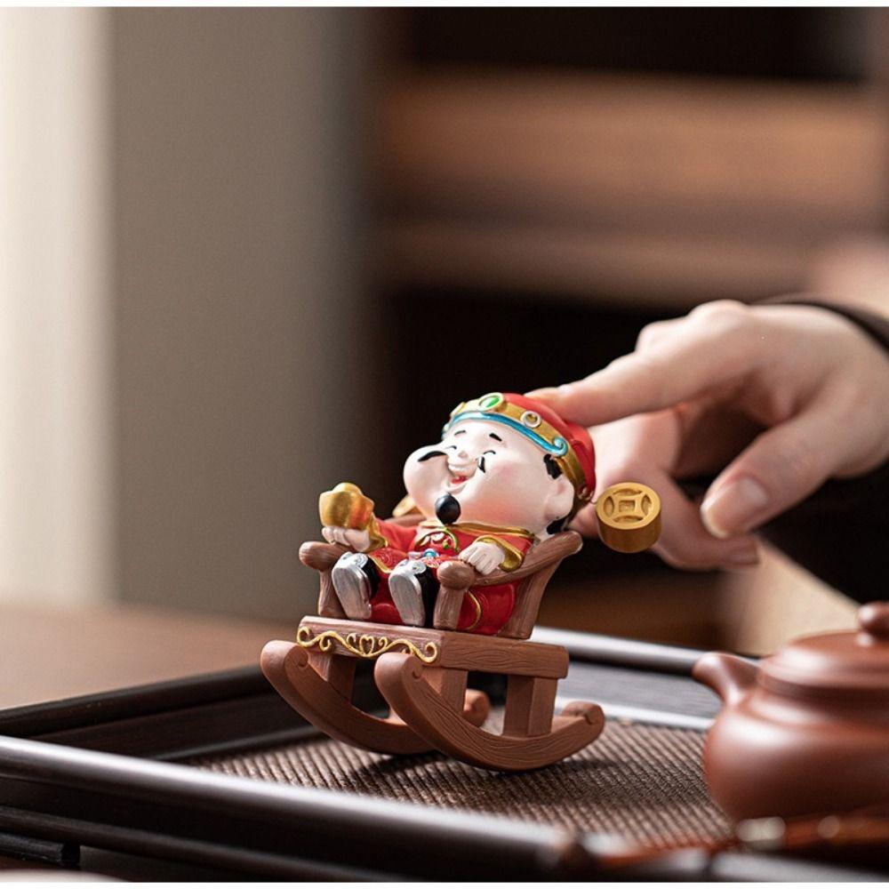 Resin God of Wealth Ornament Best Wishes Fortune Desktop Decoration Workstation Ornament