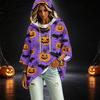 Women's Three-Quarter Sleeve Hoodie with Halloween Print Pullover Top