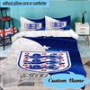Custom Name England Football Crest Bedding Set 3pcs, Bedding Set Including 1pc Duvet Cover And 2pcs Pillowcases for Bedroom, Dormitory Gift