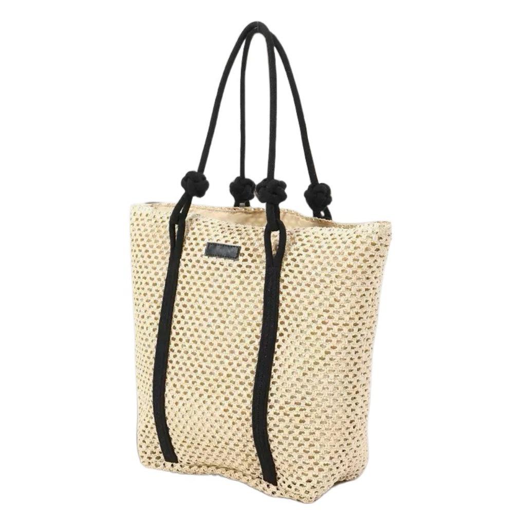 Large Capacity Straw Woven Bags Handmade Women s Shoulder Bags Beach Handbags Travel бежевый