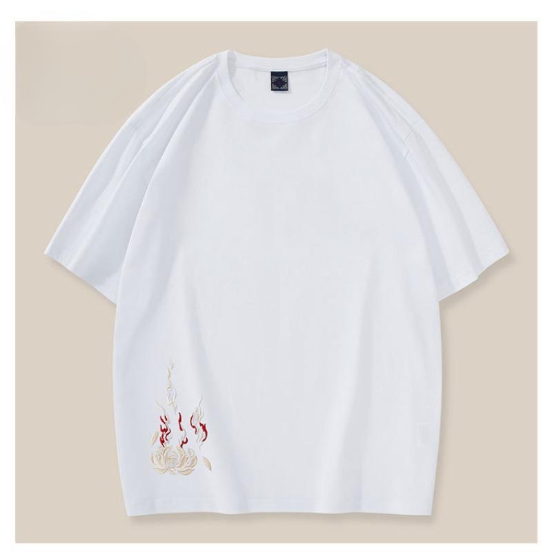 Tung Industri Broderi Fenix Lös Stor Bomull Kortärmad T-shirts Herr