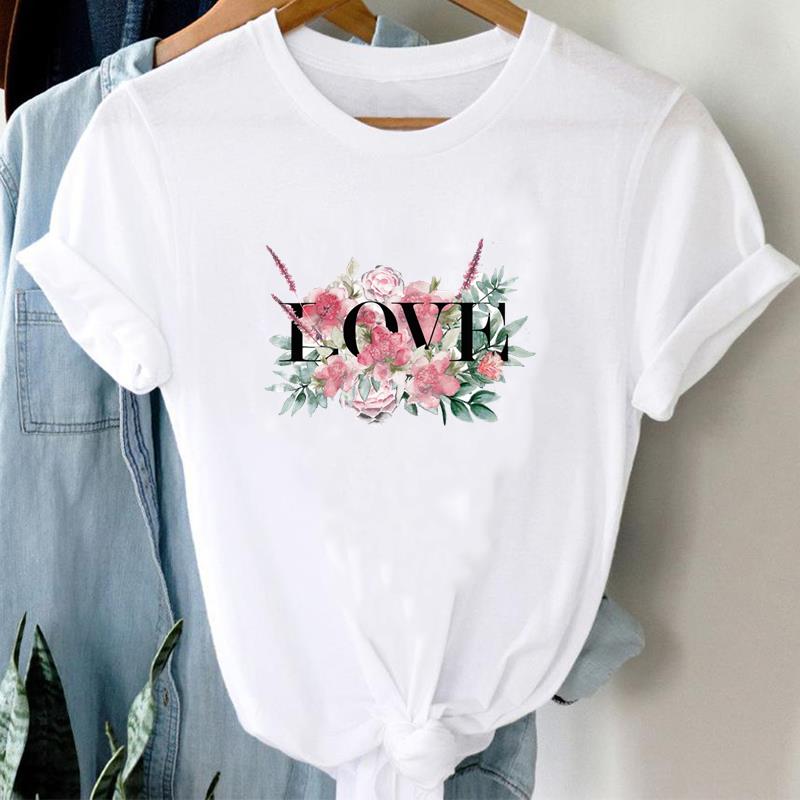 (European Size) 90s Letter Trend Cute Tee Top Fashion T Shirt Women Print Lady Clothing Casual  Short Sleeve Female Graphic T-shirt