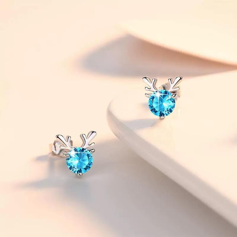 SHEIN Antler Stud Earrings S925 Silver Needle - Sweet Simple Christmas Gift Jewelry