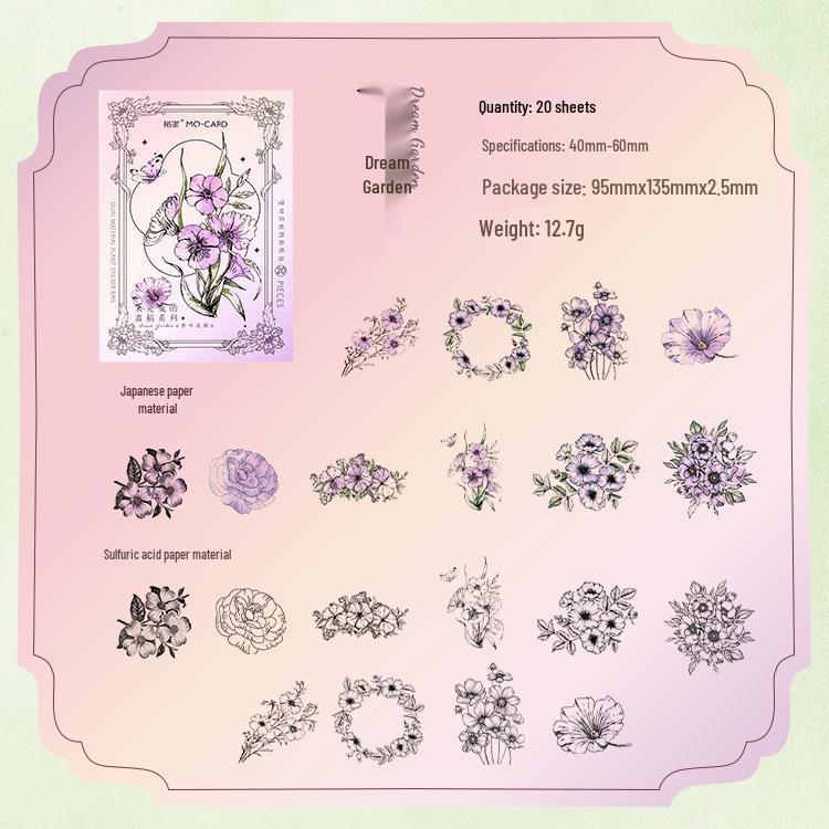 Momo Plants Sticker Pack - Unfinished Sketch Series for DIY Journal Decoration (6 Types)