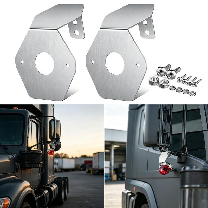 Watermelon Angled Signal Light Mounting Brackets, Stainless Steel Pair with Large Center Opening and Adjustable Hole Layout for Turn Signal