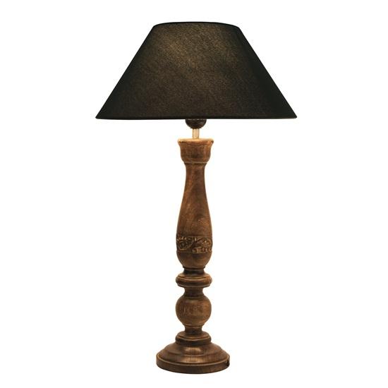 58 Cm Floral Carved Black Wood Table Lamp with Green Shade Bedroom, Dining Room, Hotel Room, Living Room, Office Decorative Bulb Not Included