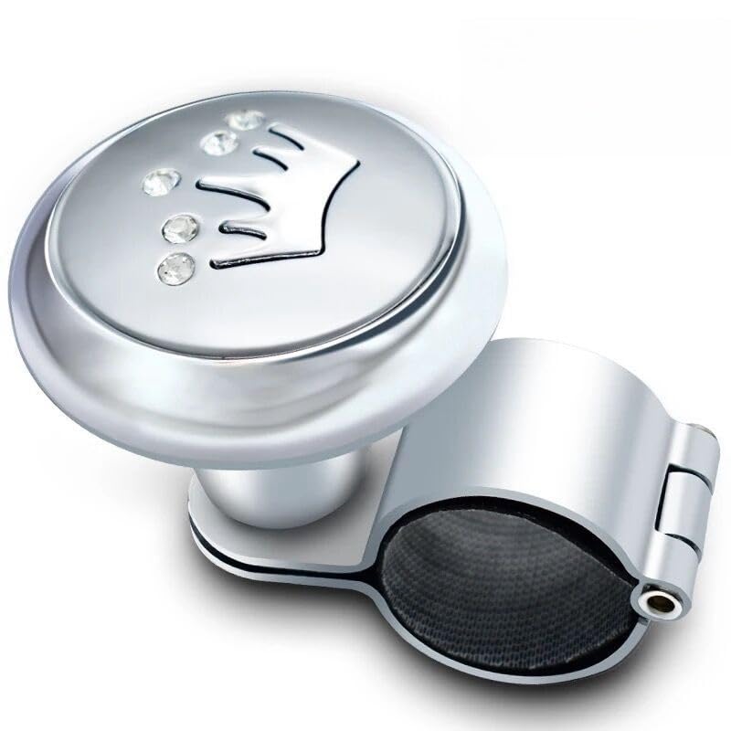 Gtzbciv Steering Wheel Spinner Steering Wheel Knob Steering Wheel Aid Car Accessories Truck 1pcs (Silver)