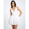 Chunwei Poetry Collection French Style Dress Deep White V-Collar Vest Dress Fancy Waist-Tight Slim Looking Lace Skirt