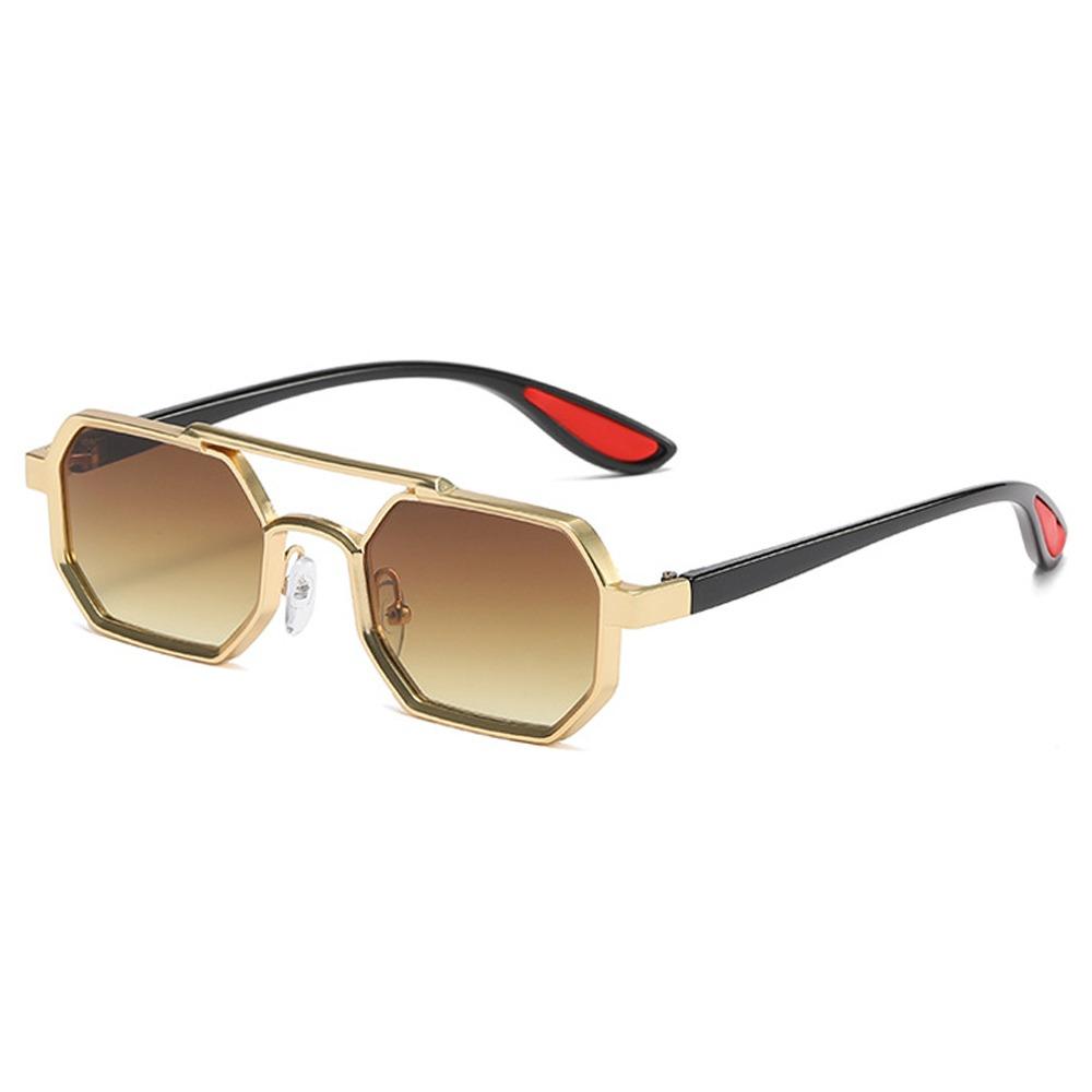 Retro Metal Polygon Sunglasses Punk UV400 Double Bridge Sun Glasses Street Wear Eyewear