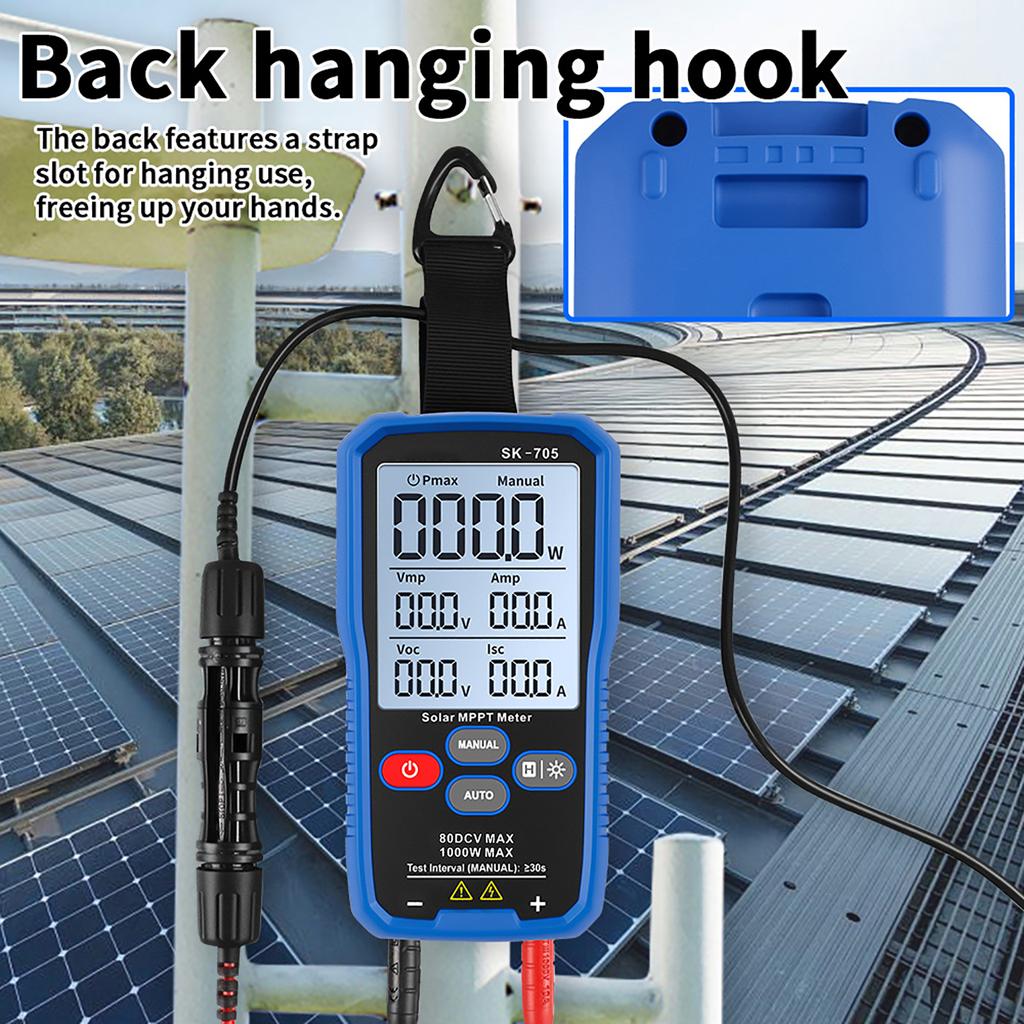 Solar Panel Power Tester Photovoltaic Module Analyzer with 3.2 Inch Large Display Multi Contact4 Test S Hanging Hook