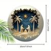 5pcs Rustic 7.87" Round Wooden Nativity Scene Sign, Classic 2D Print, Durable & Pre-Drilled for Easy Hanging, Multi-Purpose for Home, Kitchen, Garden