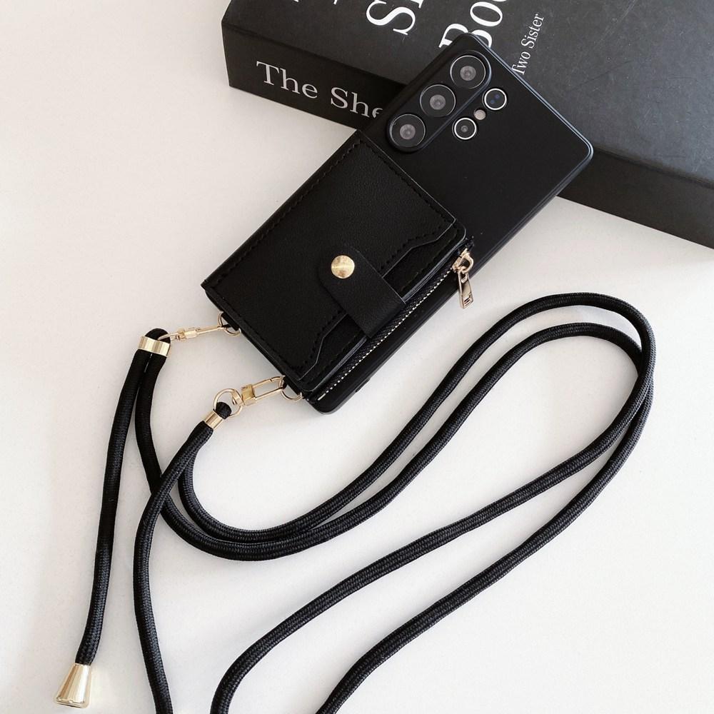 Card Holder Wallet Phone Case for Samsung Galaxy S25 S24 S23 Plus S22 Ultra S21 S20 FE Lanyard Strap Cord Crossbody Bag Cover