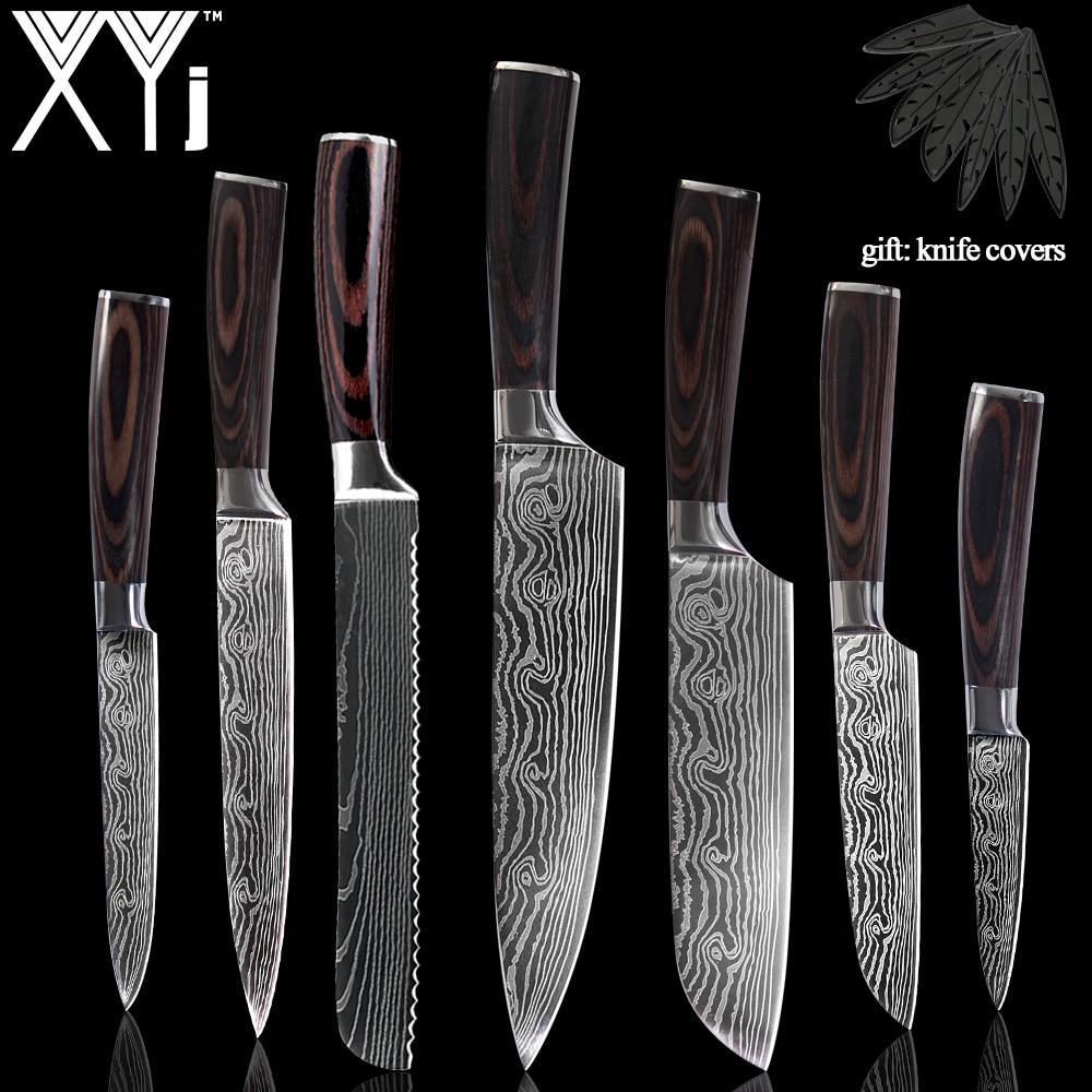 Buy XYj Stainless Steel Knives 7 Pcs Set Imitation Damascus Pattern