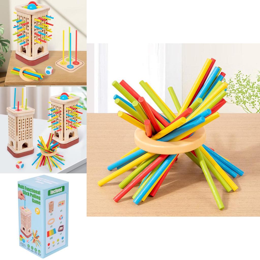 Wooden Tristacking Puzzle Game With Color Recognition For Family Fun And Educational Play