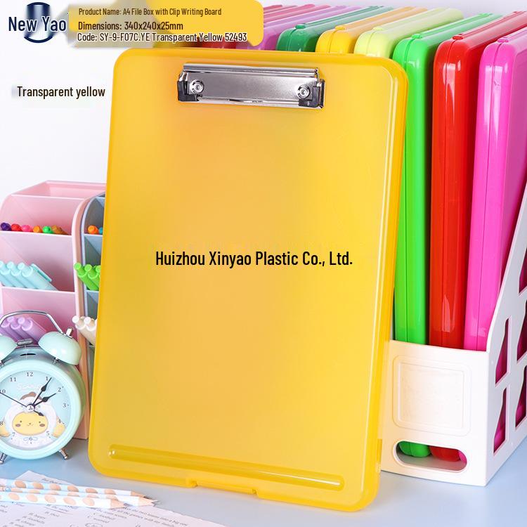 Large Capacity A4 File Box with Pen Slot & Clipboard for A5 Paper Storage