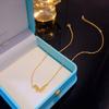 2026 Sparkling Full Zircon Butterfly Necklace - Gold Plated Titanium Steel Delicate Collarbone Chain for Women Fairy Jewelry