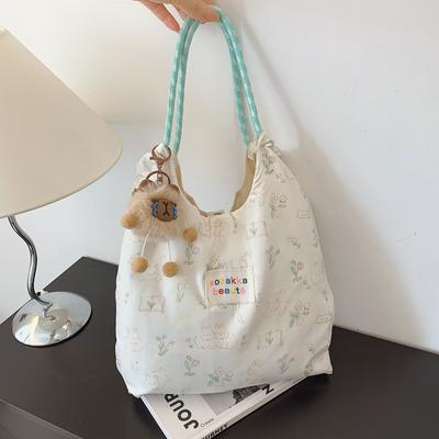 Japanese Cute Soft Girl Student Large-capacity Shoulder Bag Female Korean Version Small Fresh Girl Printed Portable Shopping Bag