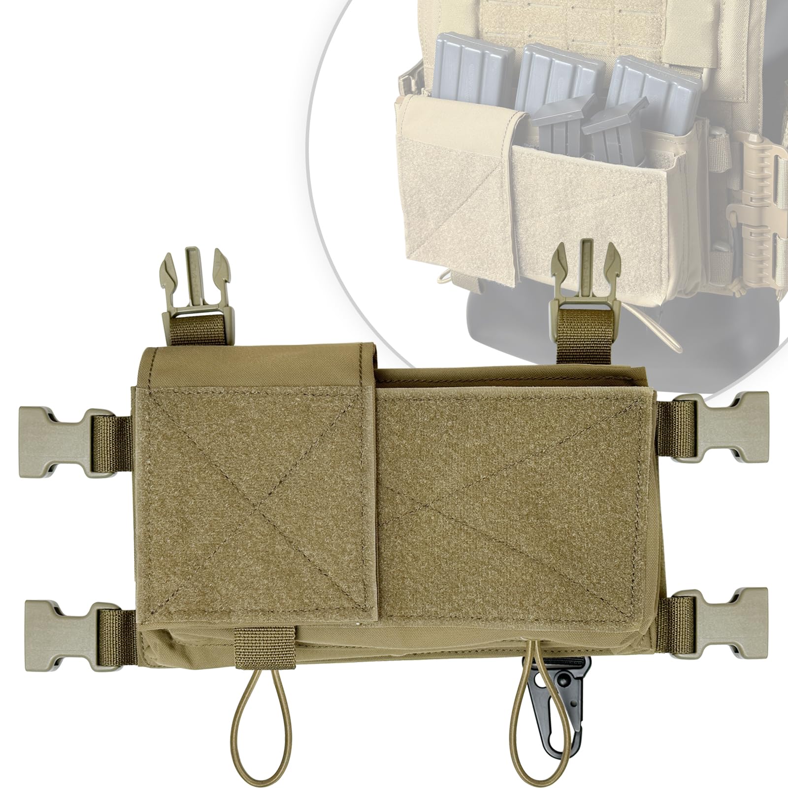 

Страйкбольне шасі MK4 Основний підсумок Панель спереду Комплект, Тактичний жилет Нагрудник, Кишеня з подвійним відділенням, 556, Панель на липучці (Вовчий коричневий)