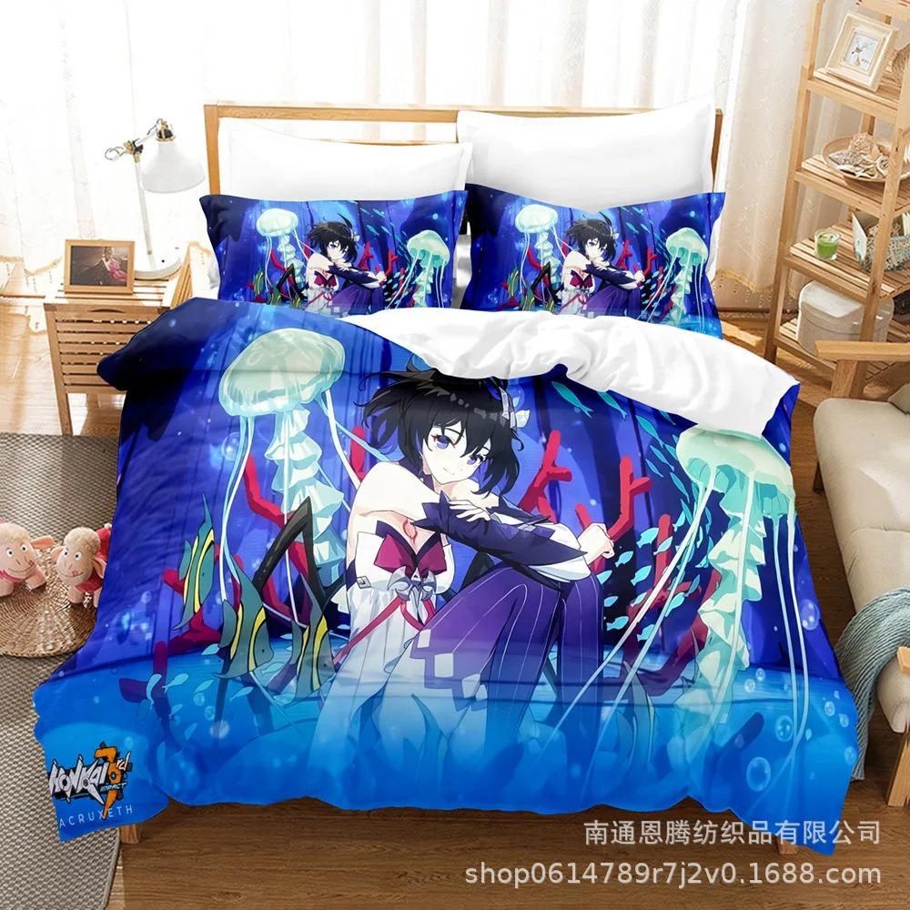Honkai Impact 3 Bedding Set Single Twin Full Queen King Size Game Anime Bed Set Aldult Kid Bedroom Duvetcover Sets 3D Print 011