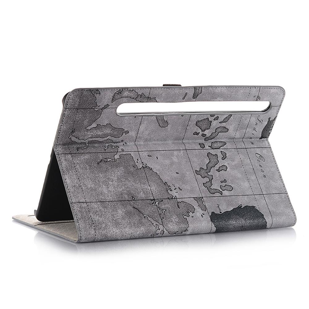 For Samsung Galaxy Tab S9 Wallet Case Map Pattern PU Leather Protective Tablet Cover