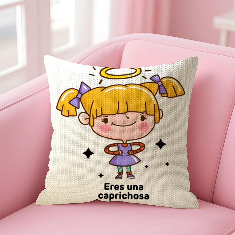 Cartoon RRugrats Cushion Cover Natural Linen Pillow Case DoubleSided Print Decorative Sofa Pillowcase Home Decor Gift