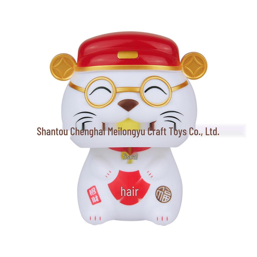 2-Inch Solar-Powered Golden Lucky Cat Waving Ornament for Desktop Decor