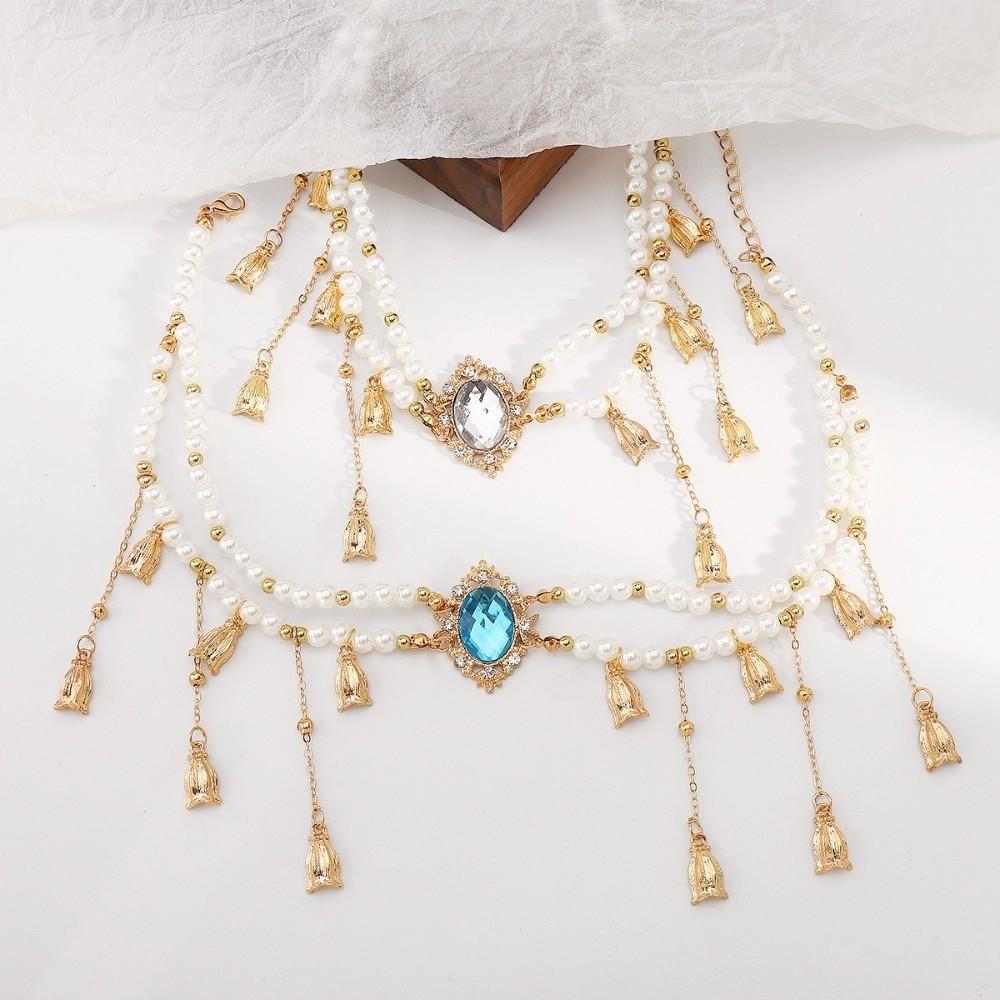 Vintage Luxury Forehead Chain Imitation Pearl Ethnic Headwear Head Chain Jewelry  Party Banquet
