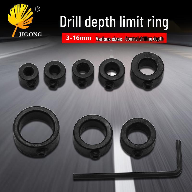 3-16mm Depth Stop Drill Bit Clamp with Wrench for Wood Tenon Positioning