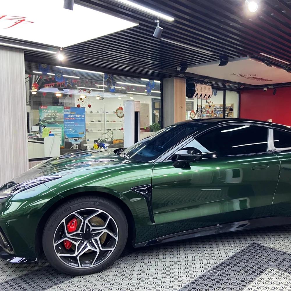 High Quality Gloss Car Vinyl Film PET Midnight Green Car Wrapping Decal With Air Release Technology Auto Styling DIY Decoration
