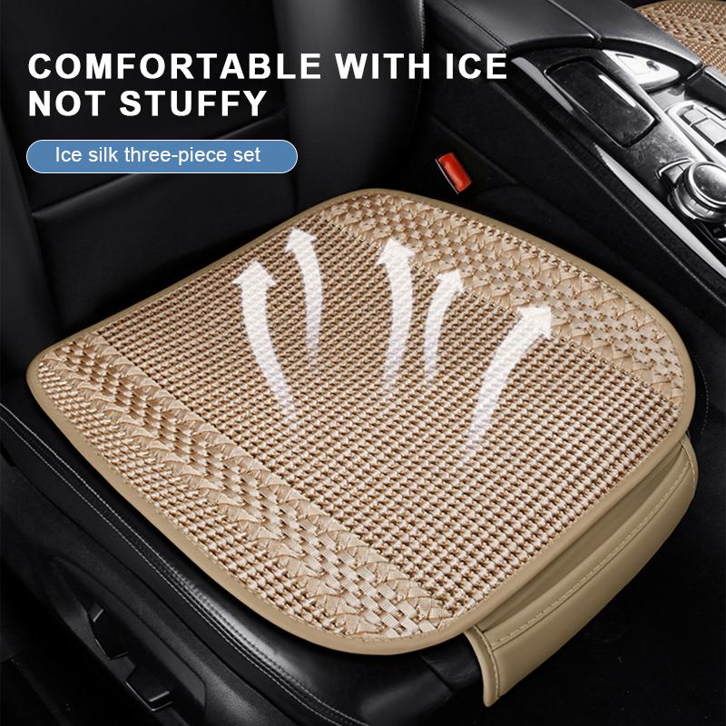SEAMETAL Ice Silk Car Seat Cover Full Set Breathable Non-slip Car Seat Cover Protector Four Seasons Car Accessories
