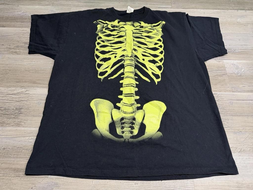 Skelett T-Shirt Neon Rippenbogen Knochen Mall Goth Schwarzes T-Shirt Kurzarm Größe 2XL