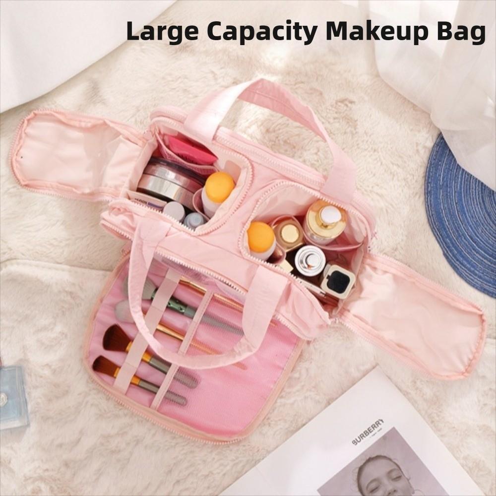 Double Side Open Travel Toiletry Bag Multipocket Design Women Cosmetic Tote  Bathroom Storage