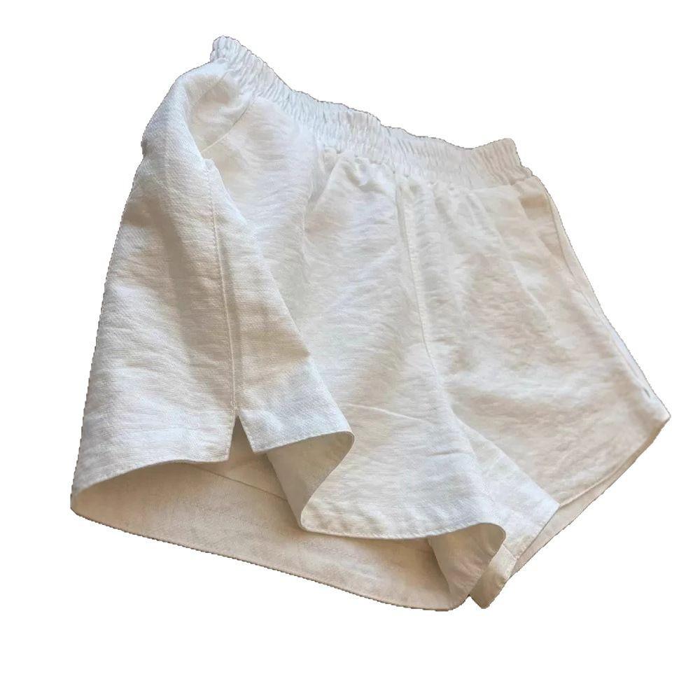 American Retro High Waist White Casual Wide-Leg Women's Shorts