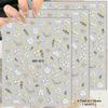 3 To 15 Sheets 5D Embossed Gold Outline Flower Nail Stickers Rose Daisy Spring Blossom Self-Adhesive Floral Decals