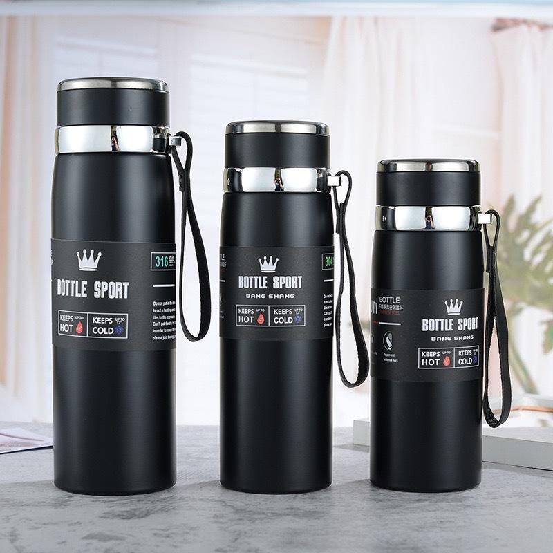 Business 316 Edelstahlbecher mit hängendem Seil Tragbare Sportflasche für den Außenbereich Große Kapazität Griff Topf Thermosbecher