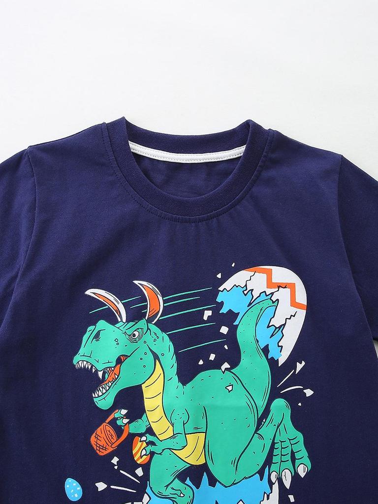 European & American Style Boys' Dinosaur Print Short-Sleeve T-Shirt