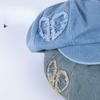 Niche Design Retro Old Edged Love Denim Beret Women's Face Showing Little Painter Octagonal Hat Newspaper Boy Hat