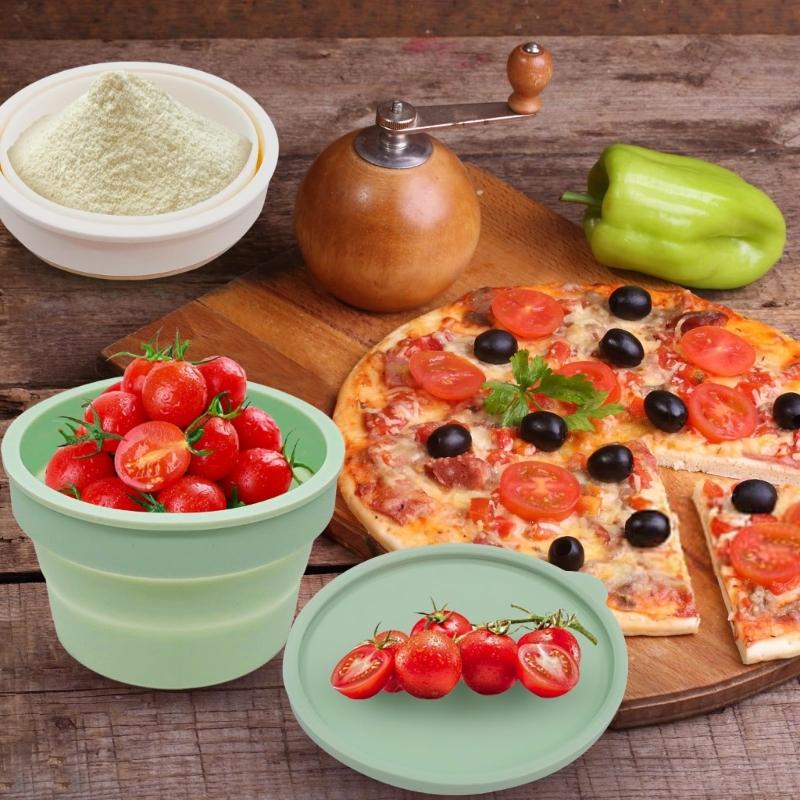 Ungiftiger faltbarer Gärkorb für Brot und Pizza mit Deckel für gesundes Backen und kompakte Küchenaufbewahrung
