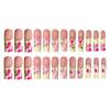 24Pcs Flower Design Fake Nails Resin Charming Reusable False Nails for Party and Daily Use
