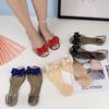 Sandals Women'S Shoes Summer Flat Transparent Jelly Shoes Pvc Beach Shoes Bow Flats