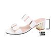 White High Heels Sandals for Women Square Toe Metel Decor Summer Outdoor Slippers Woman Thin Heeled Party Wedding Shoes