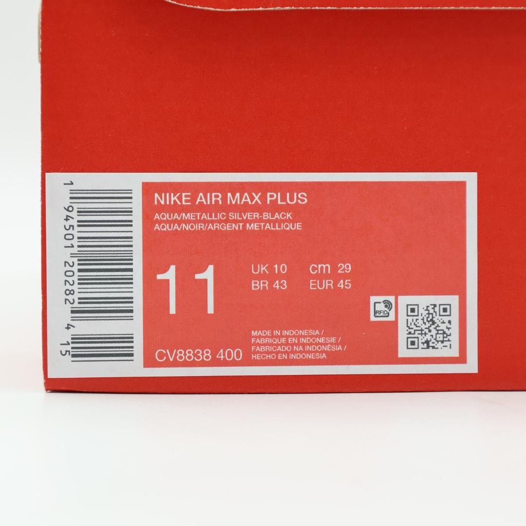 CV8838-400 Nike Air Max Plus Aqua Black White Metallic Silver (Men's)