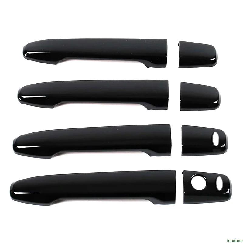 For Peugeot 4008 2012-2016  Glossy Black Carbon Fiber Chrome Car Door Handle Cover Trim Sticker Styling Auto Accessories