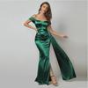 One-Shoulder Solid Color Evening Dress with Slit and Fishtail Skirt
