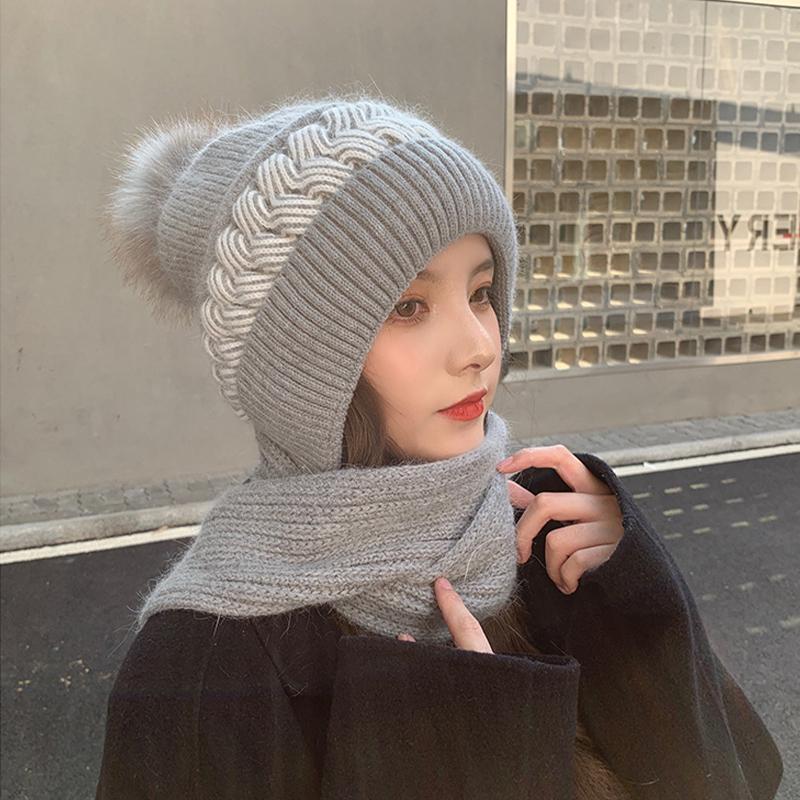 The New Hat Scarf Is Integrated And Thickened The Warm And Warm Winter Ears