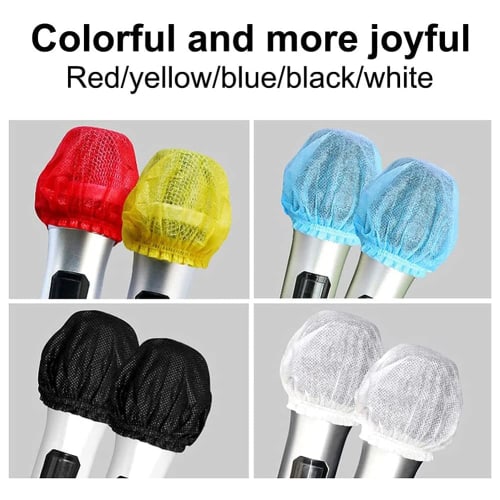 YYDE 200-Piece Disposable Microphone Covers, Windscreens for Handheld Microphones, KTV Recording, Studio, and Karaoke (Mixed Colors)