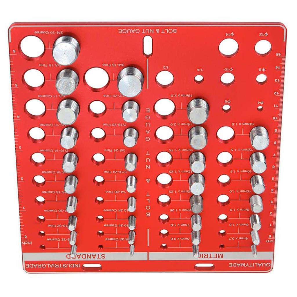 34 Nut and Bolt Thread Checker Aluminum Alloy Standard Size Inch and Metric Thread Identifier Gauge