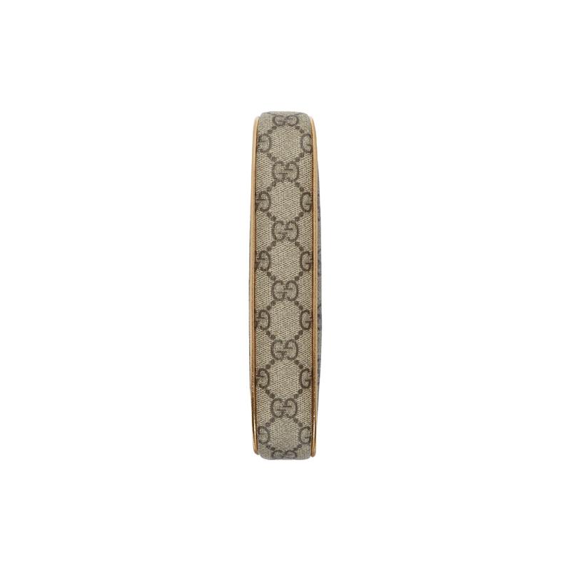 Gucci Ophidia Double G Logo Zipper Closure Canvas with Leather Finish Hand-held Shoulder Bag Mini Women's Beige with Ebony