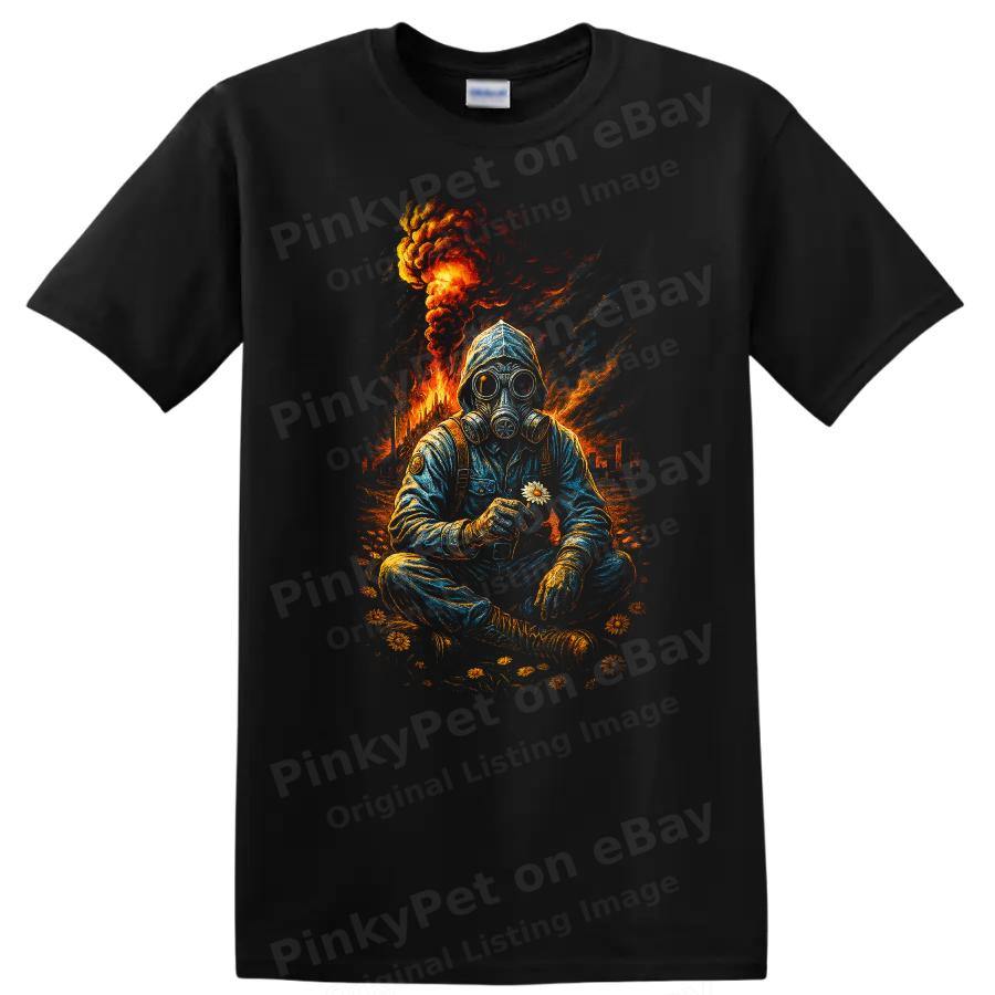 Gas Mask Flower Dark Urban Streetwear T Shirt Graphic Art Tee